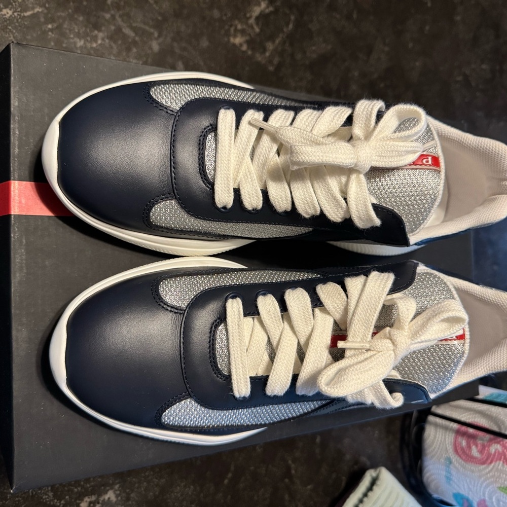 Prada Navy and White Men's Sneakers